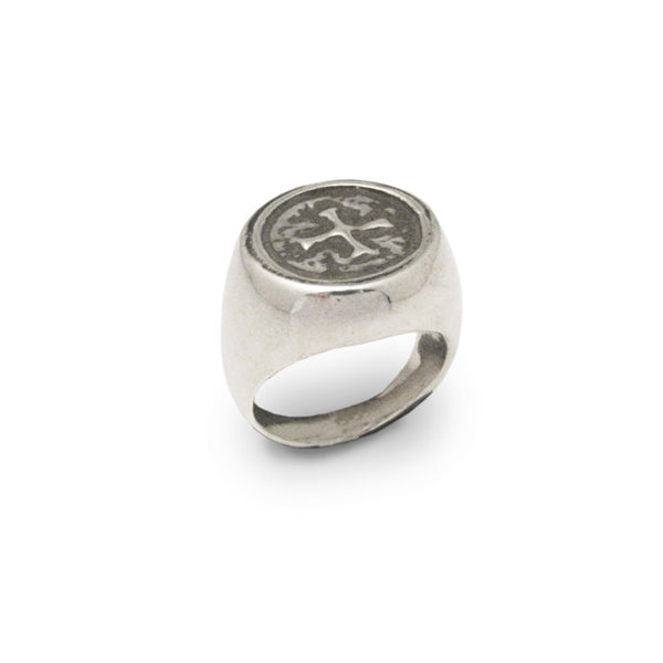 Signet Ring w/ Cross Protection Charm
